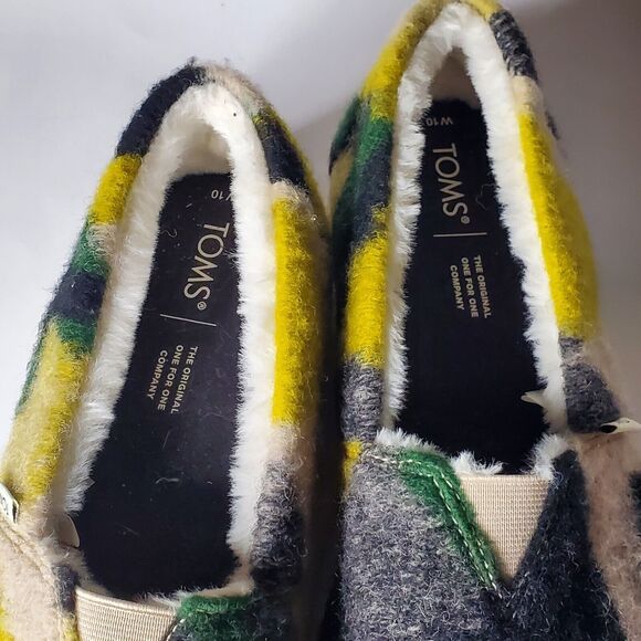TOMS Felted Alpargata Mallow Sneakers Faux Fur Womens Size 10 Flat Shoes - Picture 6 of 11
